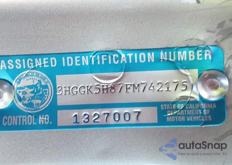 2015 Honda Fit Ex/Ex-L z USA, uszkodzony, nr VIN 3HGGK5H87FM742175